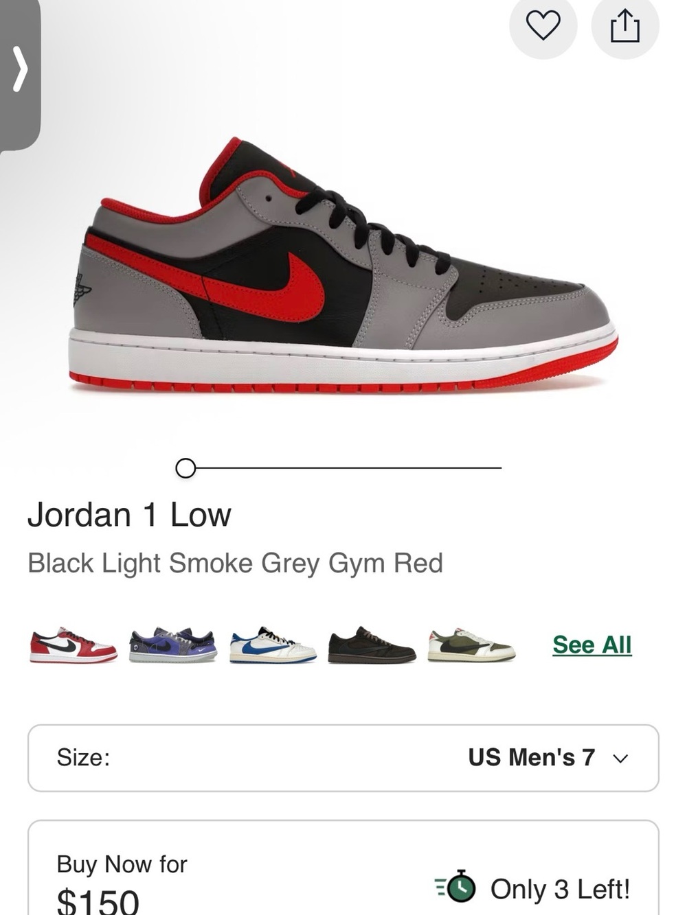 Nike Jordan 1 Low in Black, Grey and Red